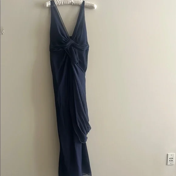 White by Vera Wang Bridesmaid Valentina Chiffon Column Gown in Navy SIze 4 - Picture 2 of 5
